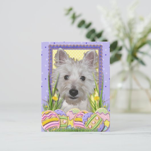 Paaseieren koekjes - West Highland Terrier - Tank Feestdagenkaart (Staand voorkant)
