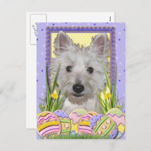 Paaseieren koekjes - West Highland Terrier - Tank Feestdagenkaart (Voorkant / Achterkant)
