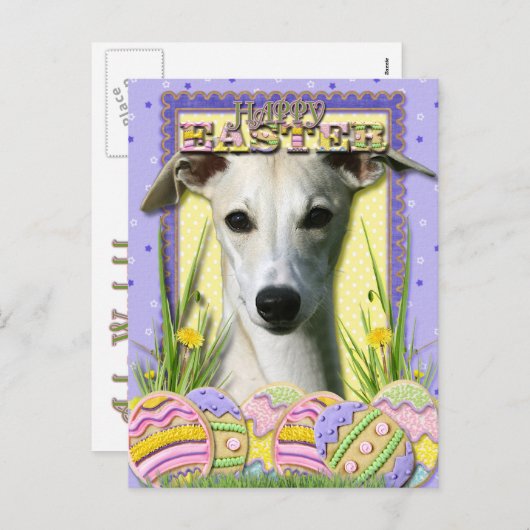 Paaseieren koekjes - Whippet Feestdagenkaart (Voorkant / Achterkant)