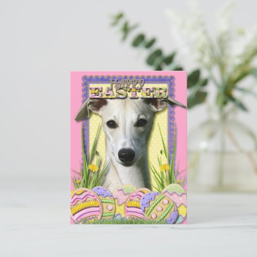 Paaseieren koekjes - Whippet Feestdagenkaart (Staand voorkant)