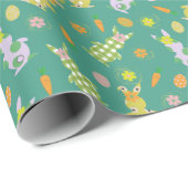 Paaseieren konijn en wortelpatroon cadeaupapier (Rol Hoek)