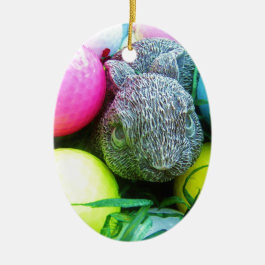 Paaseieren, konijnen, Golfballen Keramisch Ornament (Voorkant)