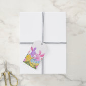 paaseieren konijnen | pastelkleurige Waterverf Cadeaulabel (Met Touw)