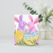 paaseieren konijnen | pastelkleurige Waterverf Feestdagenkaart (Staand voorkant)