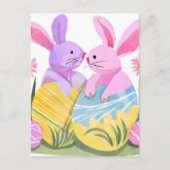 paaseieren konijnen | pastelkleurige Waterverf Feestdagenkaart (Voorkant)