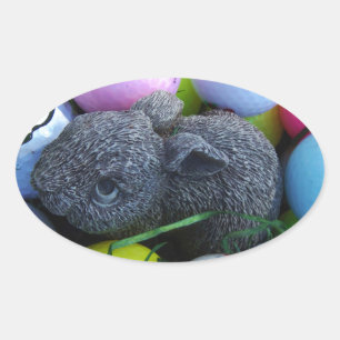 Paaseieren, konijnenGolfballen Ovale Sticker