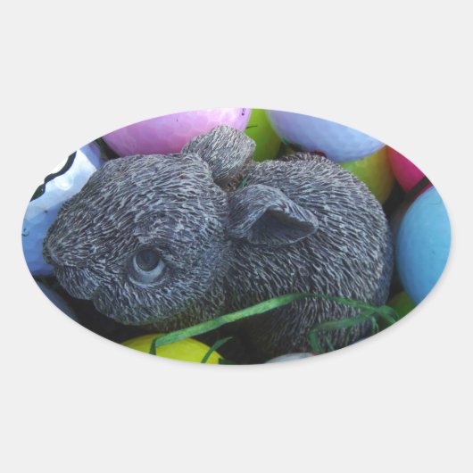 Paaseieren, konijnenGolfballen Ovale Sticker (Voorkant)