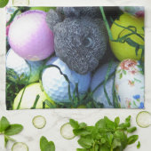 Paaseieren, konijnenGolfballen Theedoek (Gevouwen)