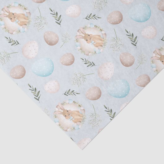Paaseieren & Konijnenpatroon Blauw Tissuepapier (Detail)