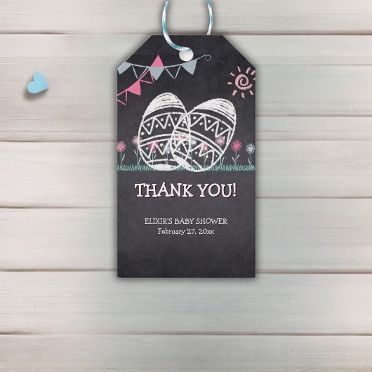 Paaseieren Krijtbord Tekening Baby shower Cadeaulabel