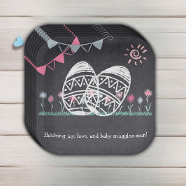 Paaseieren Krijtbord Tekening Baby shower Papieren Bordje