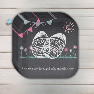 Paaseieren Krijtbord Tekening Baby shower Papieren Bordje