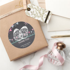 Paaseieren Krijtbord Tekening Baby shower Ronde Sticker