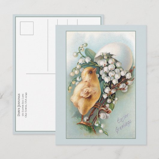  paaseieren, kuiken en Lily van de vallei Briefkaart (Voorkant / Achterkant)