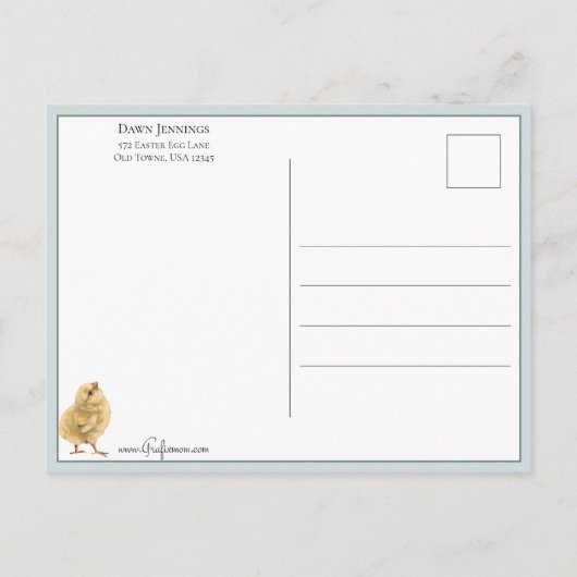  paaseieren, kuiken en Lily van de vallei Briefkaart (Achterkant)