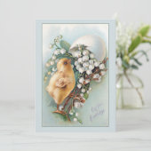  paaseieren, kuiken en Lily van de vallei Feestdagenkaart (Staand voorkant)