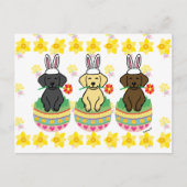 Paaseieren Labrador Puppies glimlachen Feestdagenkaart (Voorkant)