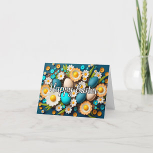 Paaseieren & Lente Bloemen Collage Feestdagen Kaart