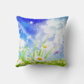 Paaseieren Lente Daisies Bunny Family Kussen (Achterkant)