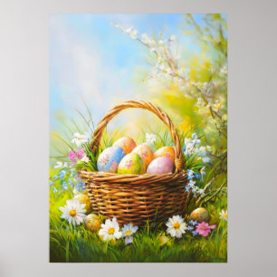 Paaseieren mandje lente poster