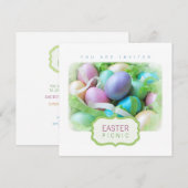 Paaseieren - mandje voor picnic-uitnodiging kaart (Voorkant / Achterkant)