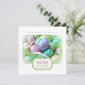 Paaseieren - mandje voor picnic-uitnodiging kaart (Staand voorkant)