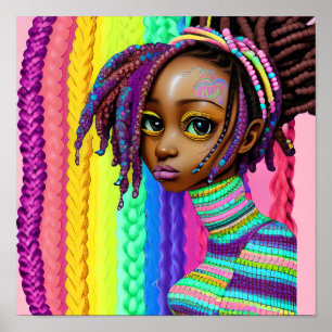 Paaseieren Melanin Black Girl Magic Spring Rainbow Poster
