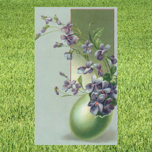  paaseieren met bloeiende paarse bloemen rechthoekige sticker