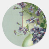  paaseieren met bloeiende paarse bloemen ronde sticker (Voorkant)