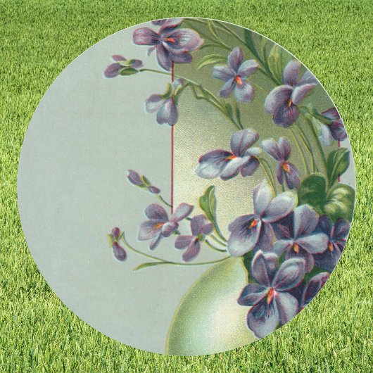  paaseieren met bloeiende paarse bloemen ronde sticker