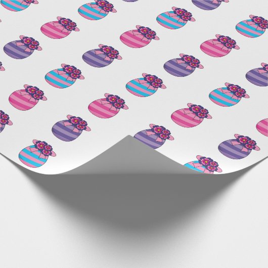 Paaseieren met bloemen en lint cadeaupapier (Hoek)