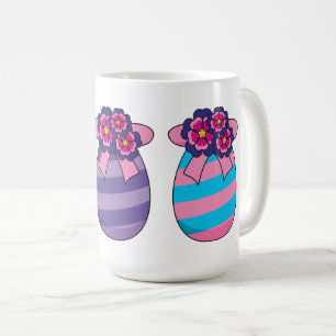 Paaseieren met bloemen en lint koffiemok
