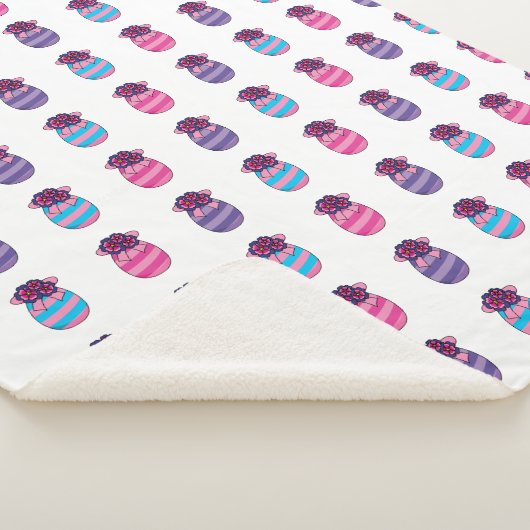 Paaseieren met bloemen en lint sherpa deken (3/4)