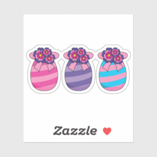 Paaseieren met Bloemen en Lint Sticker
