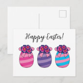 Paaseieren met bloemen en lint | Tekst toevoegen Feestdagenkaart (Voorkant / Achterkant)