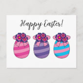 Paaseieren met bloemen en lint | Tekst toevoegen Feestdagenkaart (Voorkant)