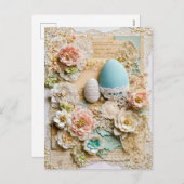 Paaseieren met bloemen feestdagenkaart (Voorkant / Achterkant)