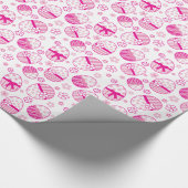 Paaseieren met bloemen lente roze wrap cadeaupapier (Hoek)