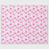 Paaseieren met bloemen lente roze wrap cadeaupapier (Vlak)