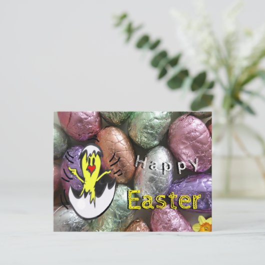 Paaseieren met Chick Cust. Happy Easter Briefkaart (Staand voorkant)