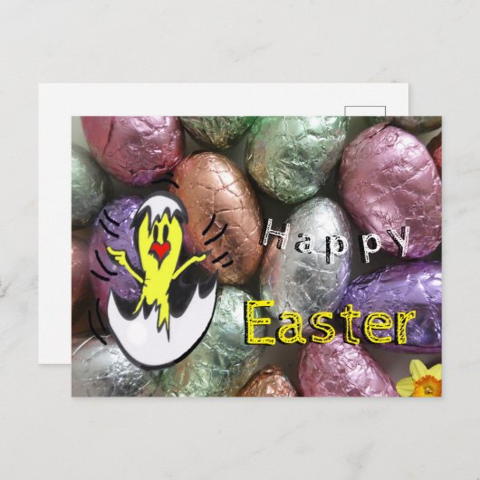 Paaseieren met Chick Cust. Happy Easter Briefkaart (Voorkant / Achterkant)