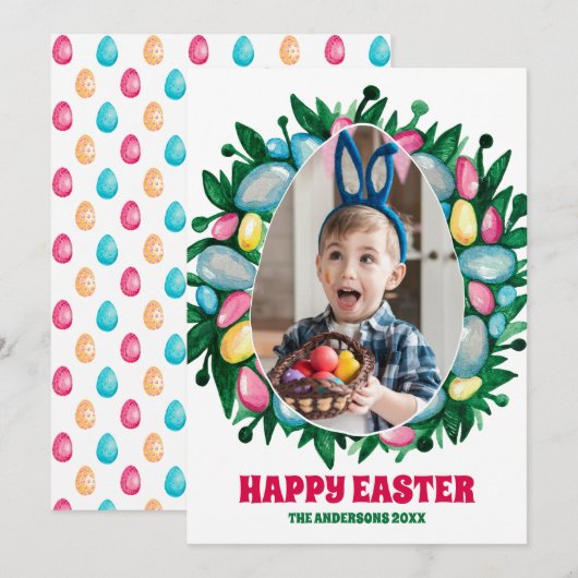 Paaseieren met foto-vakantiekaart feestdagenkaart (Voorkant / Achterkant)