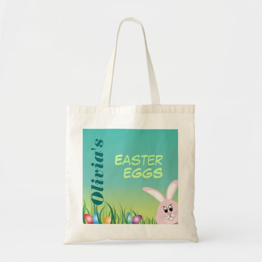 Paaseieren met Gepersonaliseerd Konijntje Tote Bag (Voorkant)