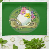 Paaseieren met groene lentevloeren theedoek (Gevouwen)