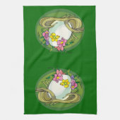 Paaseieren met groene lentevloeren theedoek (Verticaal)