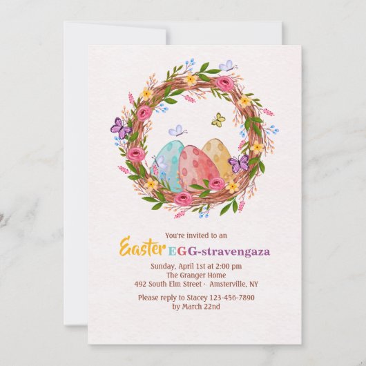 Paaseieren met grote uitnodiging (Voorkant)