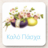  paaseieren met kersenbloei en Griekse tekst Bier Onderzetter (Voorkant)