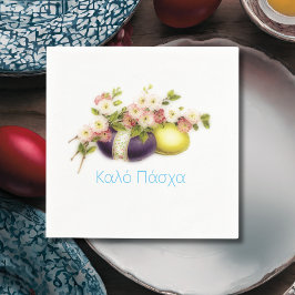  paaseieren met kersenbloei en Griekse tekst Servet