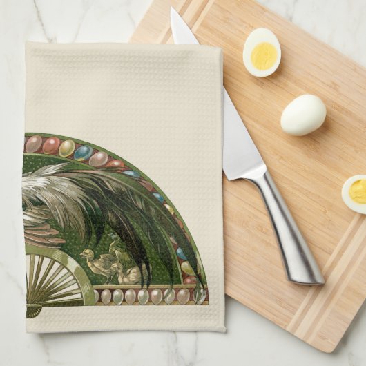 Paaseieren met kippen,  art nouveau theedoek (Quarter Fold)