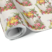 paaseieren met kippen en Rozen, pakpapier (Rol Hoek)